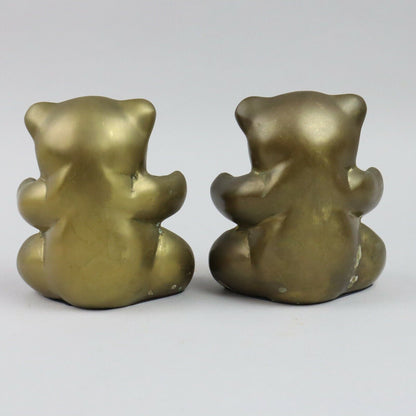 Decorative Crafts Inc. A Solid Pair of Heavy Brass Bear Bookends