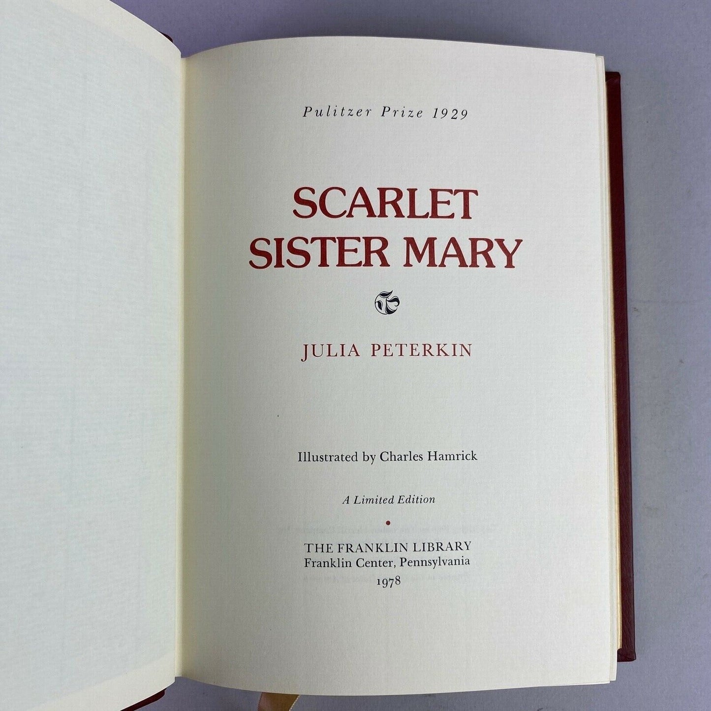 Franklin Library: SCARLET SISTER MARY Julia Peterkin, 1978 Limited Edition