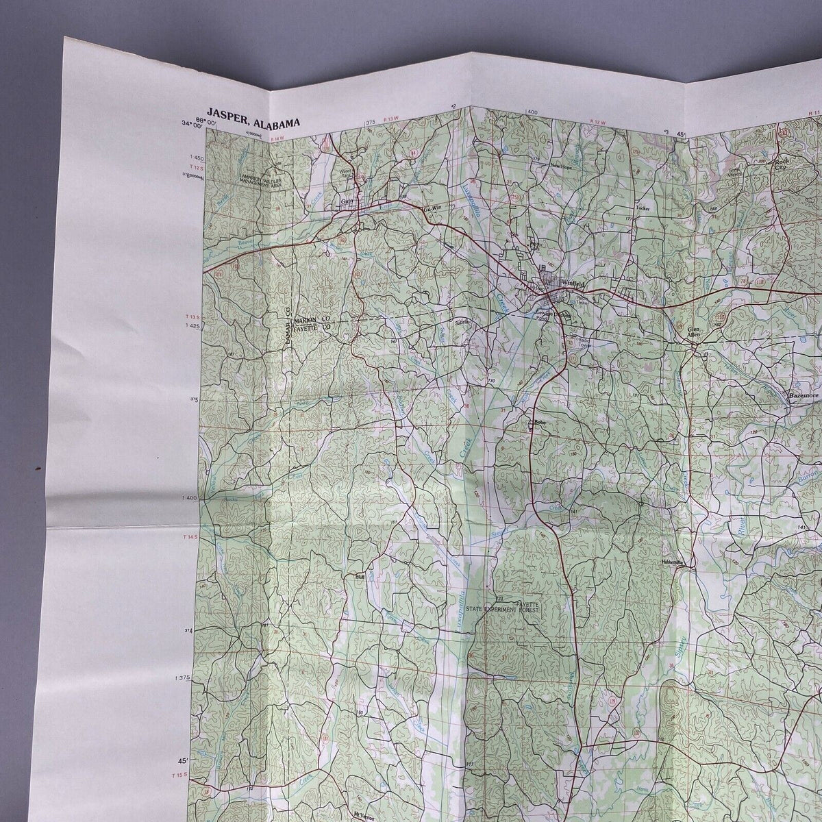 USGS Topographic Map 1984 Survey 30"x60" AL Jasper 33087-E1-TM-100