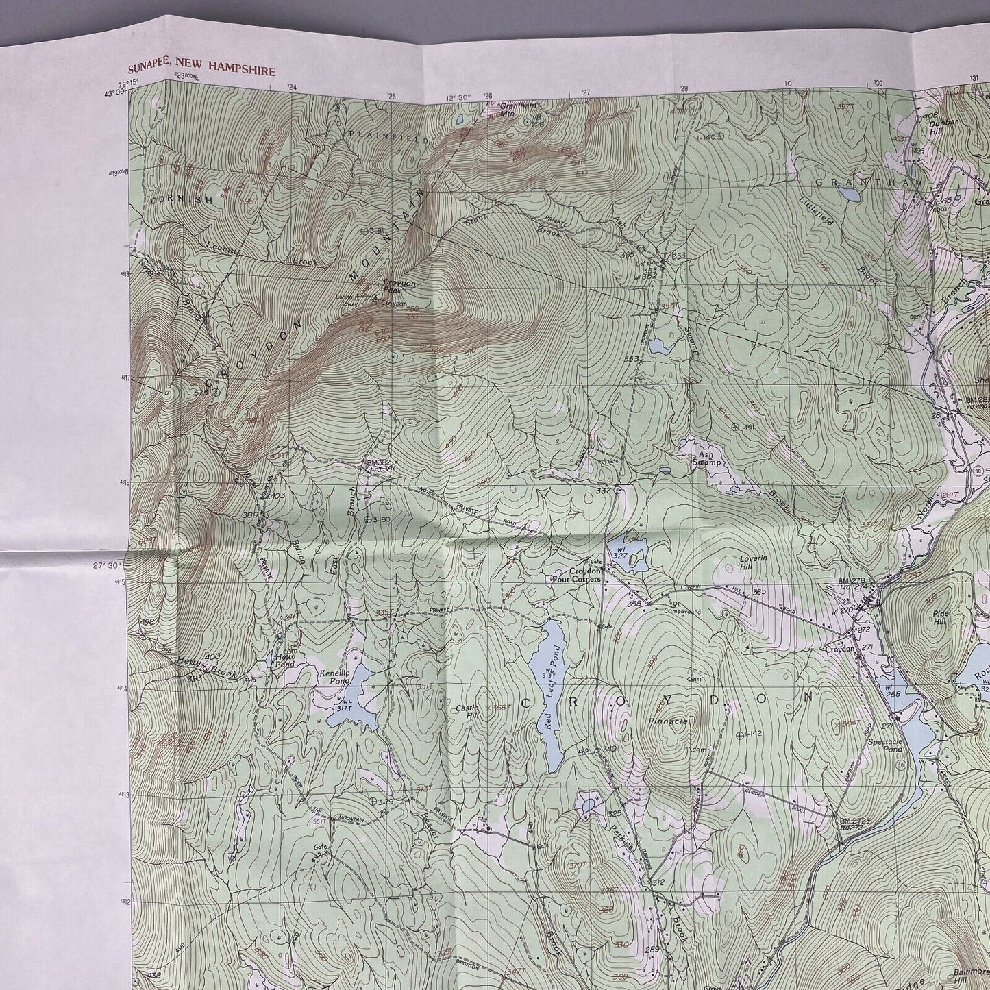 USGS Topographic Map 1984 Survey 30"x60" NH Sunapee 43072-D1-TM-025