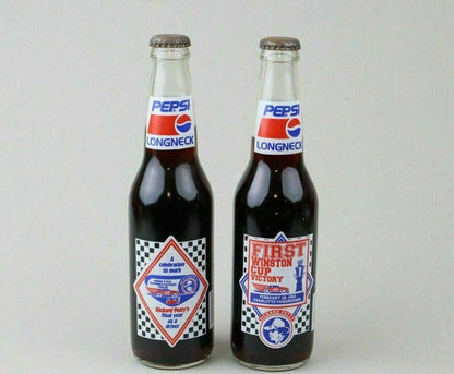 Lot of 2 Pepsi Long Neck ~ Richard Petty  First Winston Cup Race Full Bottle