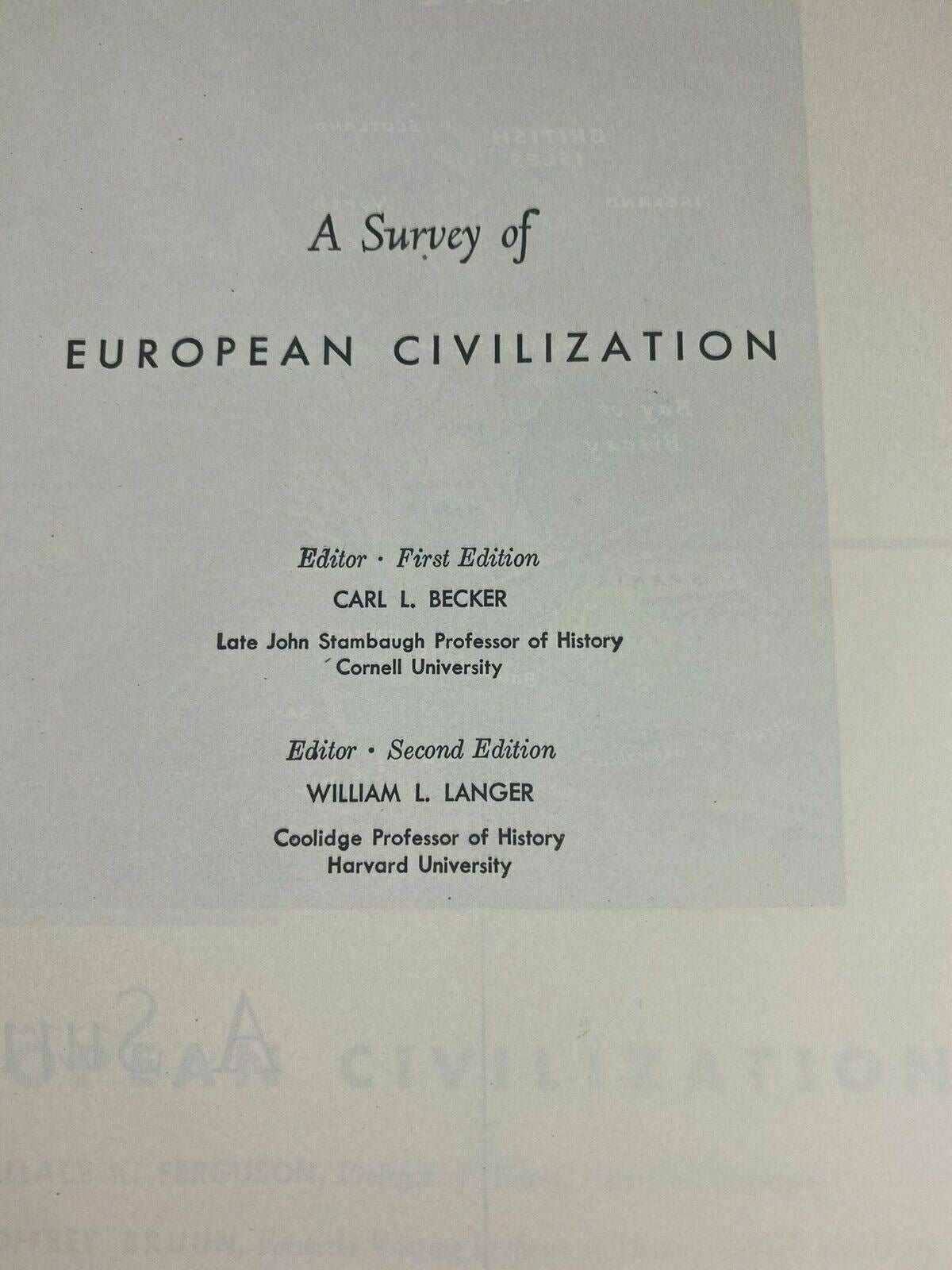 A Survey of European Civilization Second Edition Since 1500 Ferguson & Bruun