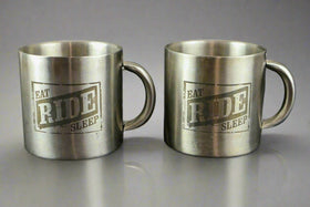 Set of 2 - Eat Ride Sleep Biker Stainless Steel Camping Mugs Cups