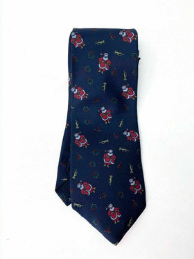 Christmas Santa Stafford Men's Tie 100% Silk - Navy Blue Trumpets