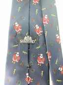 Christmas Santa Stafford Men's Tie 100% Silk - Navy Blue Trumpets