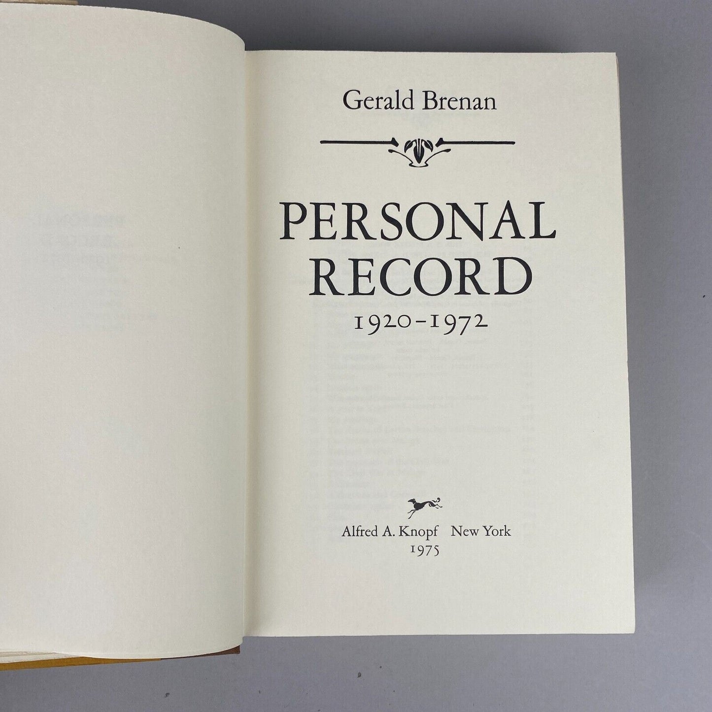 Gerald Brenan's Personal Record 1920-1972 of His Two Worlds, 1st edition 1975