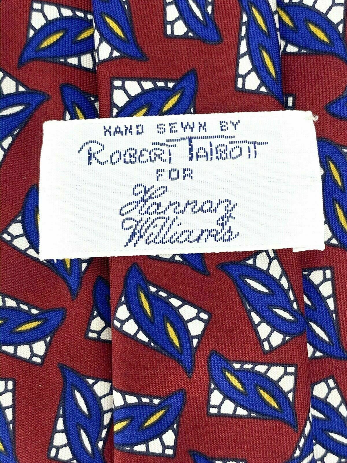 Robert Talbot Hand Sewn for Hannary Williams Tie Necktie Burgundy & Blue