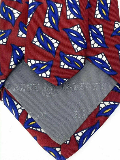 Robert Talbot Hand Sewn for Hannary Williams Tie Necktie Burgundy & Blue