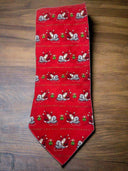 Holiday Mens Neck Tie by MMG Hallmark Design. Santa Claus on computer Red Green