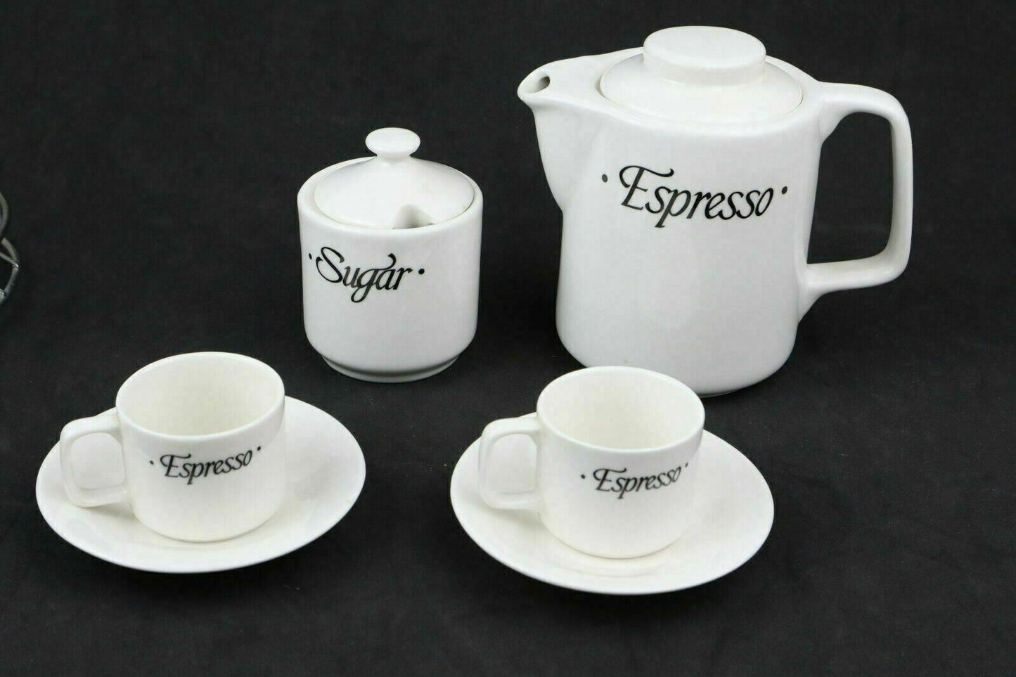 RARE - 'The Cellar' Macys Espresso set (pitcher, mugs, plates, sugar)