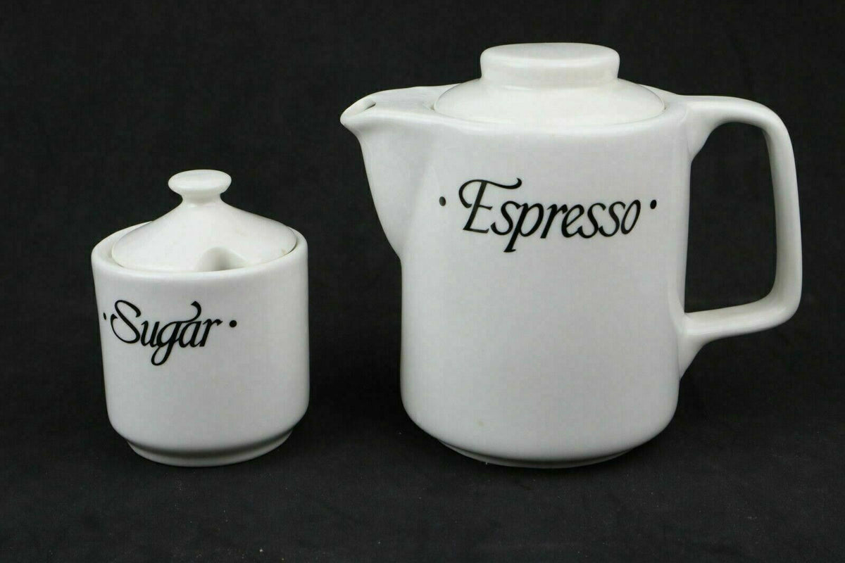 RARE - 'The Cellar' Macys Espresso set (pitcher, mugs, plates, sugar)