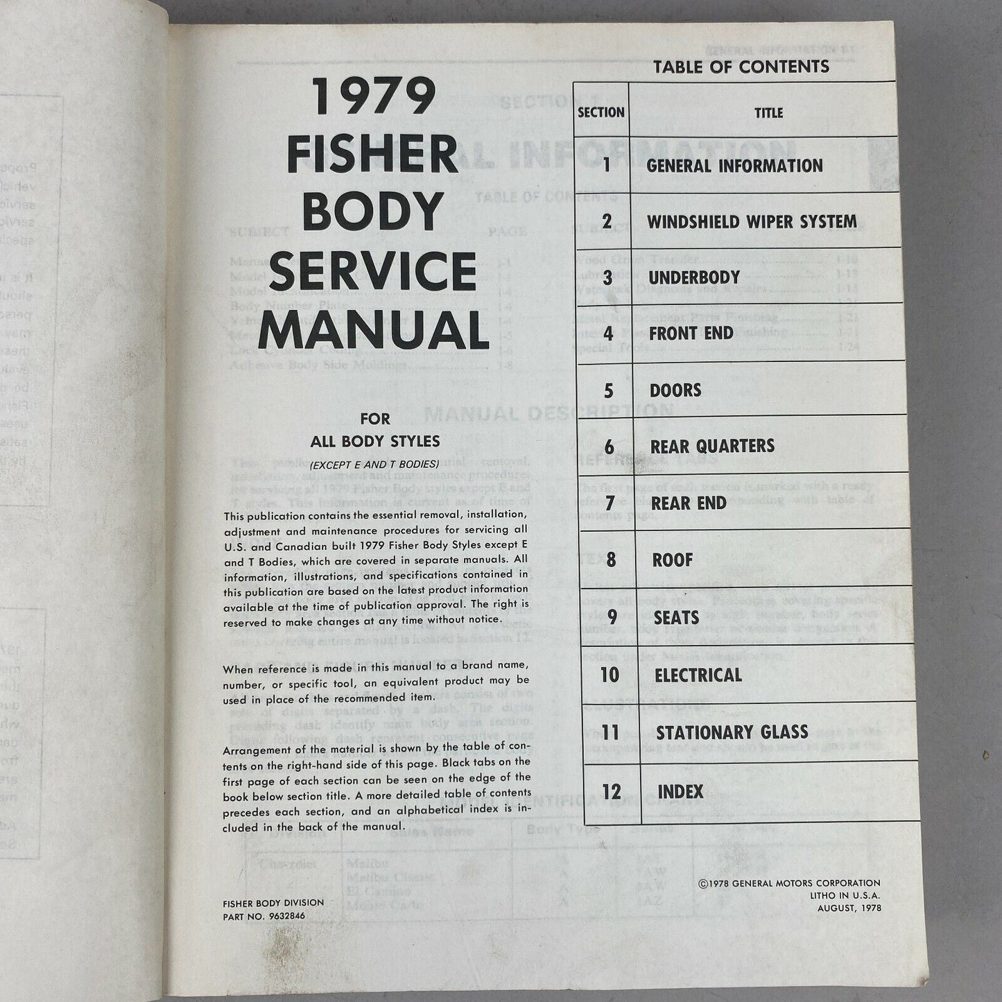 1979 Fisher Body Service Manual, General Motors, all bodies except E and T