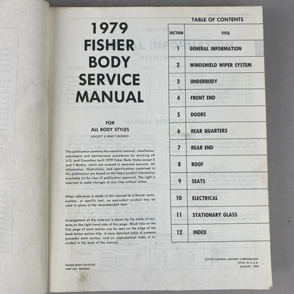 1979 Fisher Body Service Manual, General Motors, all bodies except E and T