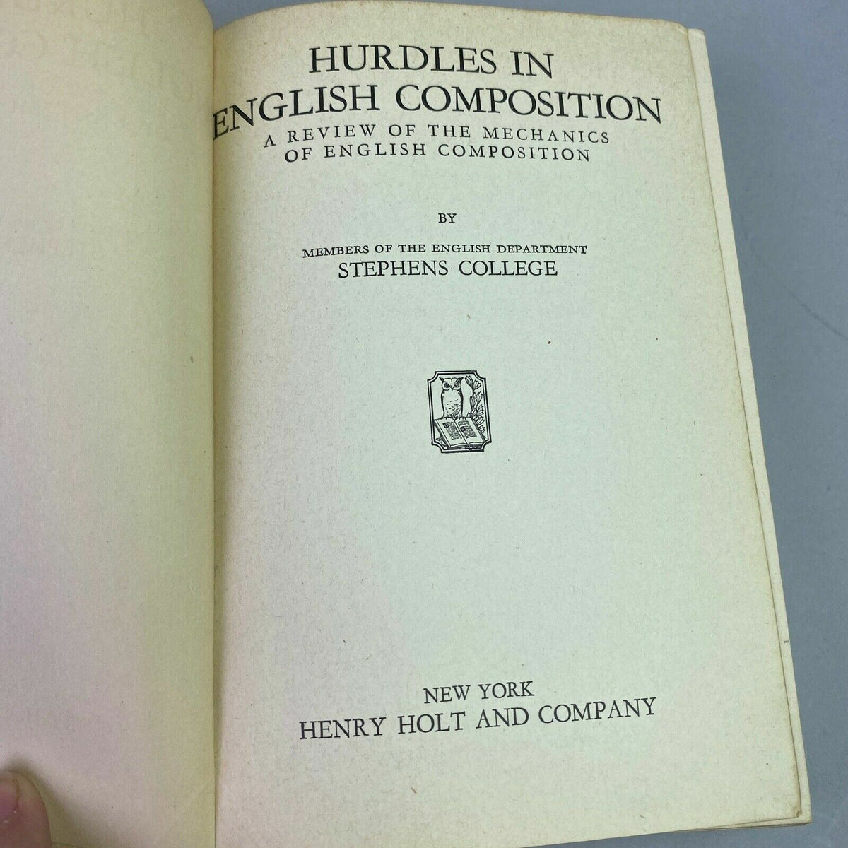 1933 Hurdles in English Composition by Stephens College