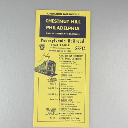 Chestnut Hill Philadelphia Pennsylvania Railroad Time Table October 31 1965