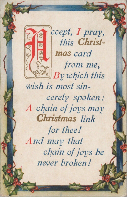 Antique Postcard: 1912 Christmas best wishes