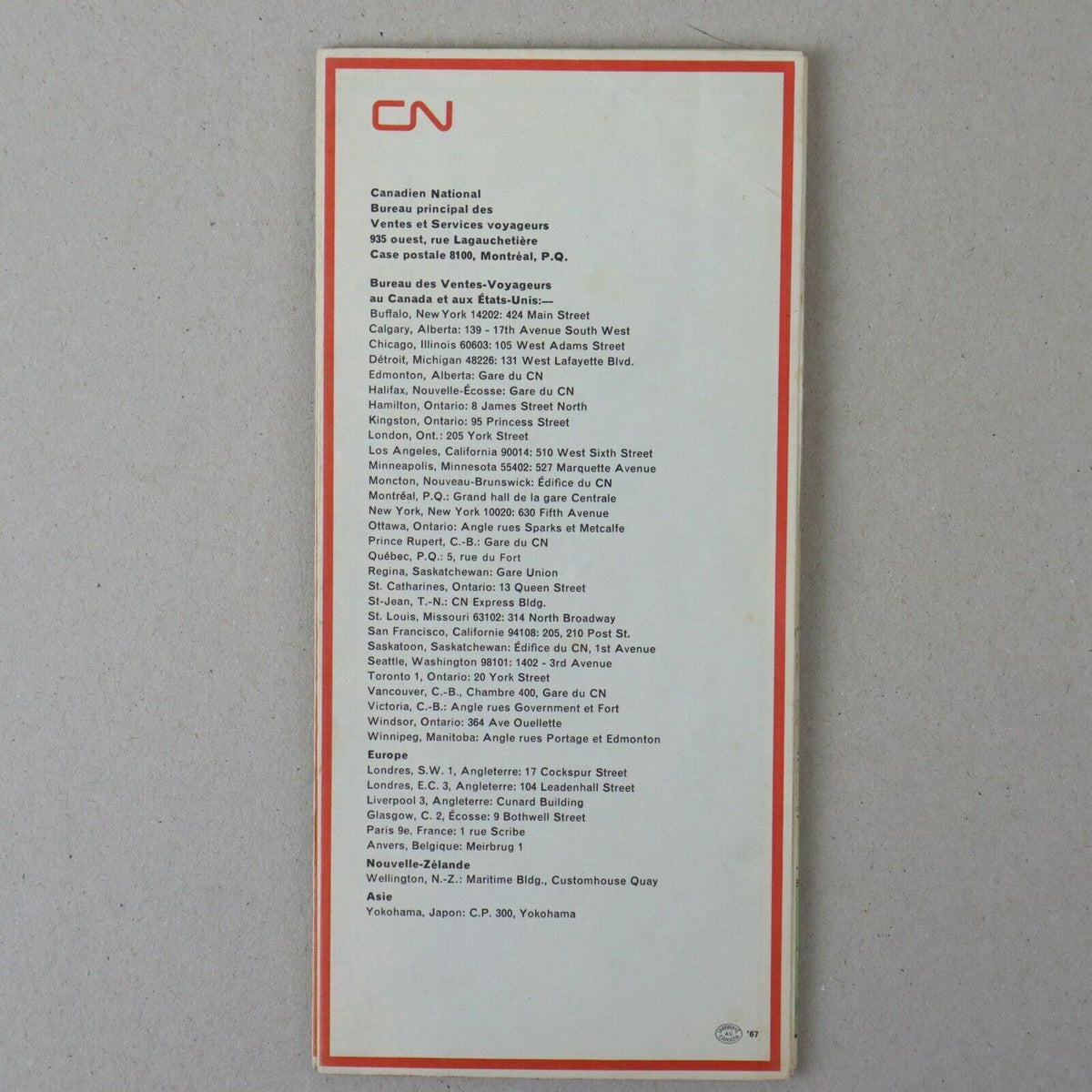 CN Canada Travers Map 1967