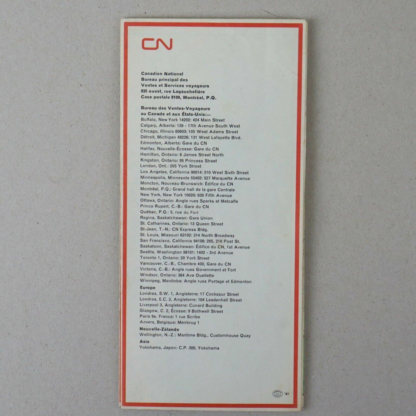 CN Canada Travers Map 1967