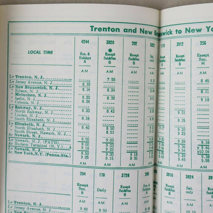 New Brunswick New York Penn Central Railroad Time Table August 24 1970