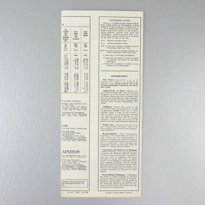 New York - Richmond, Pennsylvania Railroad Time Table April 24 1966