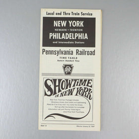 New York Newark Trenton Philadelphia,Pennsylvania Railroad Time Table Jan 8 1967