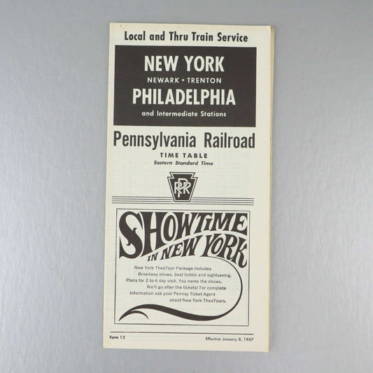 New York Newark Trenton Philadelphia,Pennsylvania Railroad Time Table Jan 8 1967