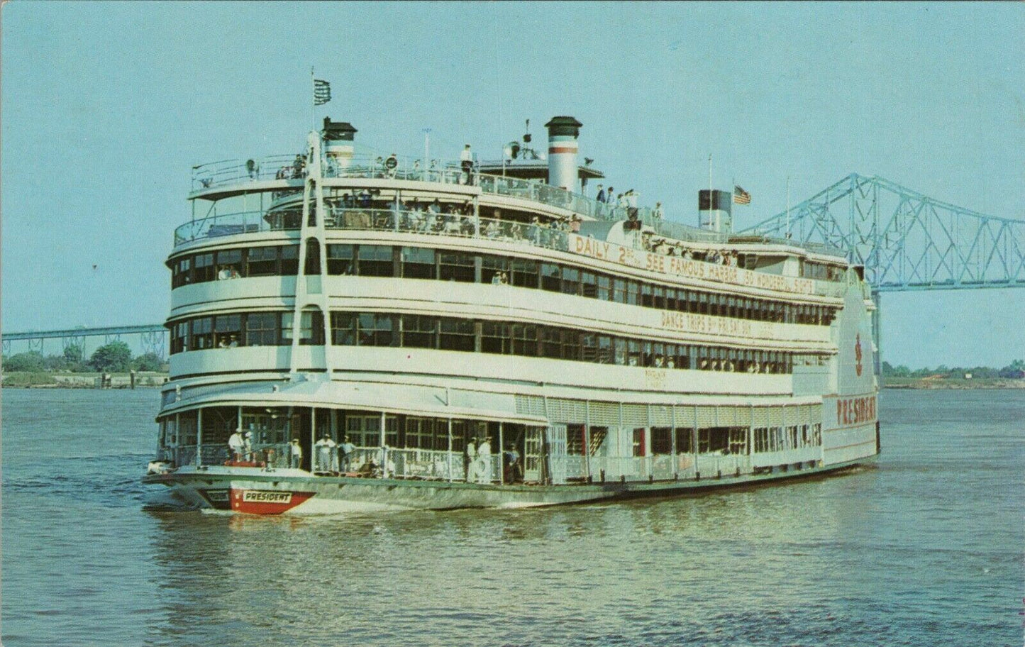 Vintage Postcard S.S. President, Steamer Ship, Mississippi River