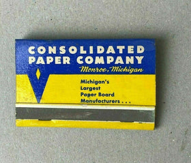 Vintage Consolidated Paper Company Monroe, Michigan Matches Matchbook