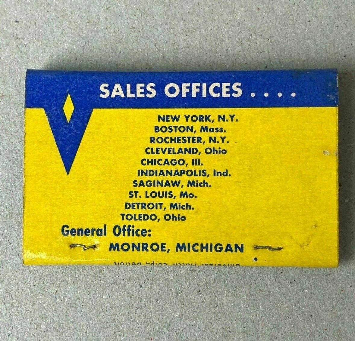 Vintage Consolidated Paper Company Monroe, Michigan Matches Matchbook