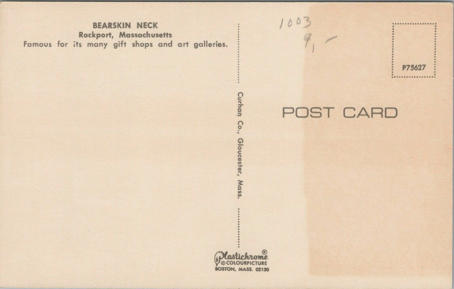 Vintage Postcard Rose Bearskin Neck - Rockport, Massachusetts (Candle House)