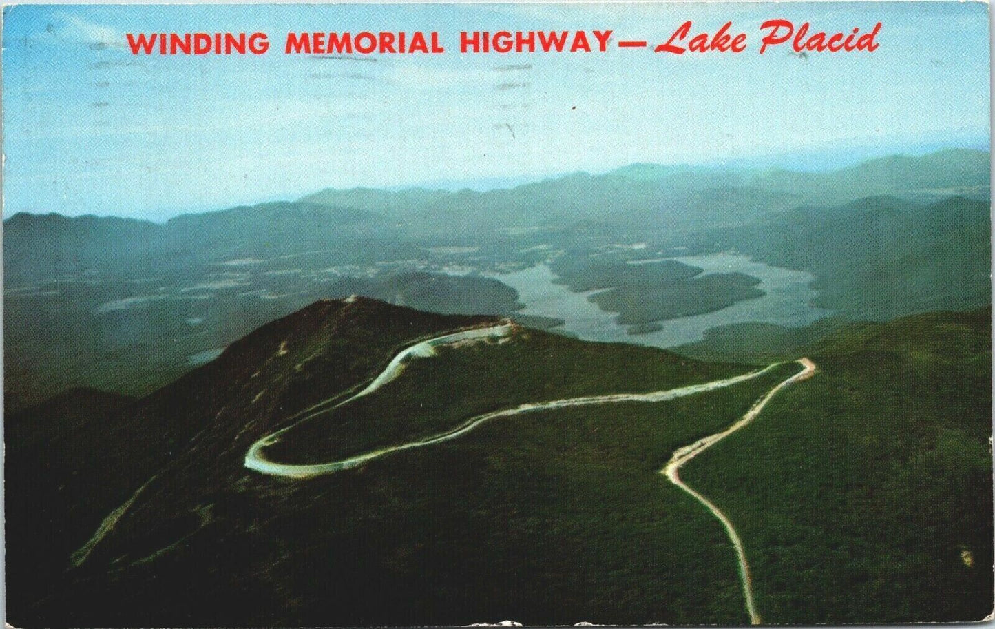 Vintage Postcard Winding Memorial Highway Lake Placid Whiteface Mt, Adirondack