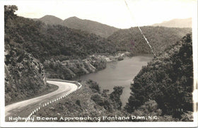 Vintage Postcard RPPC by WM Cline - Highway Scene Fontana Dam, North Carolina