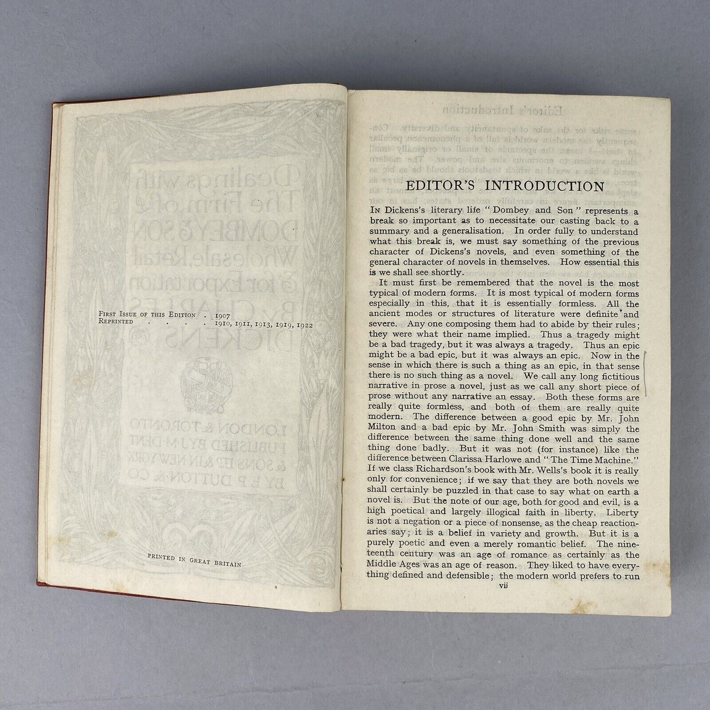 Dealings with the Firm of Dombey and Son by Charles Dickens, printed in GB 1922