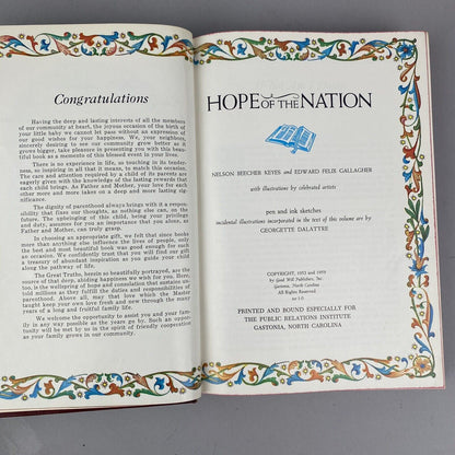 Hope Of The Nation Nelson Keyes Edward Gallagher 1959 Leather Bd Hardcover Book