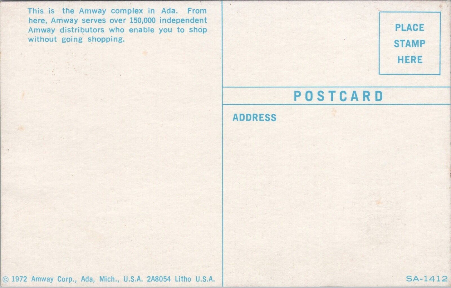 1972 Postcard AMWAY CORPORATION ADA, Michigan MI Kent County