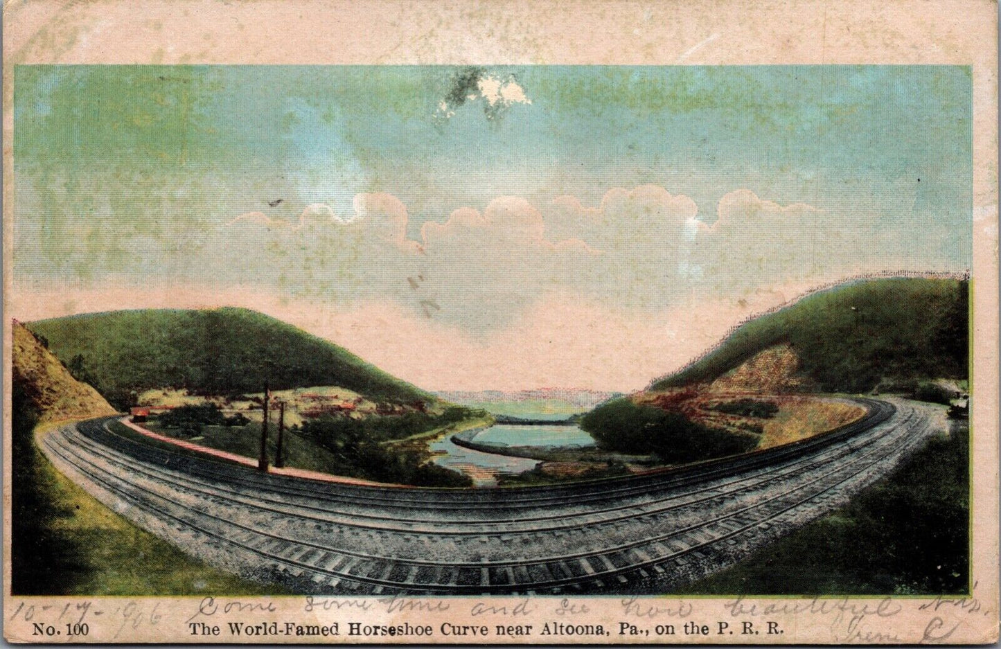 Antique 1906 Postcard Horse Shoe Curve Pennsylvania RR Railroad Altoona PA