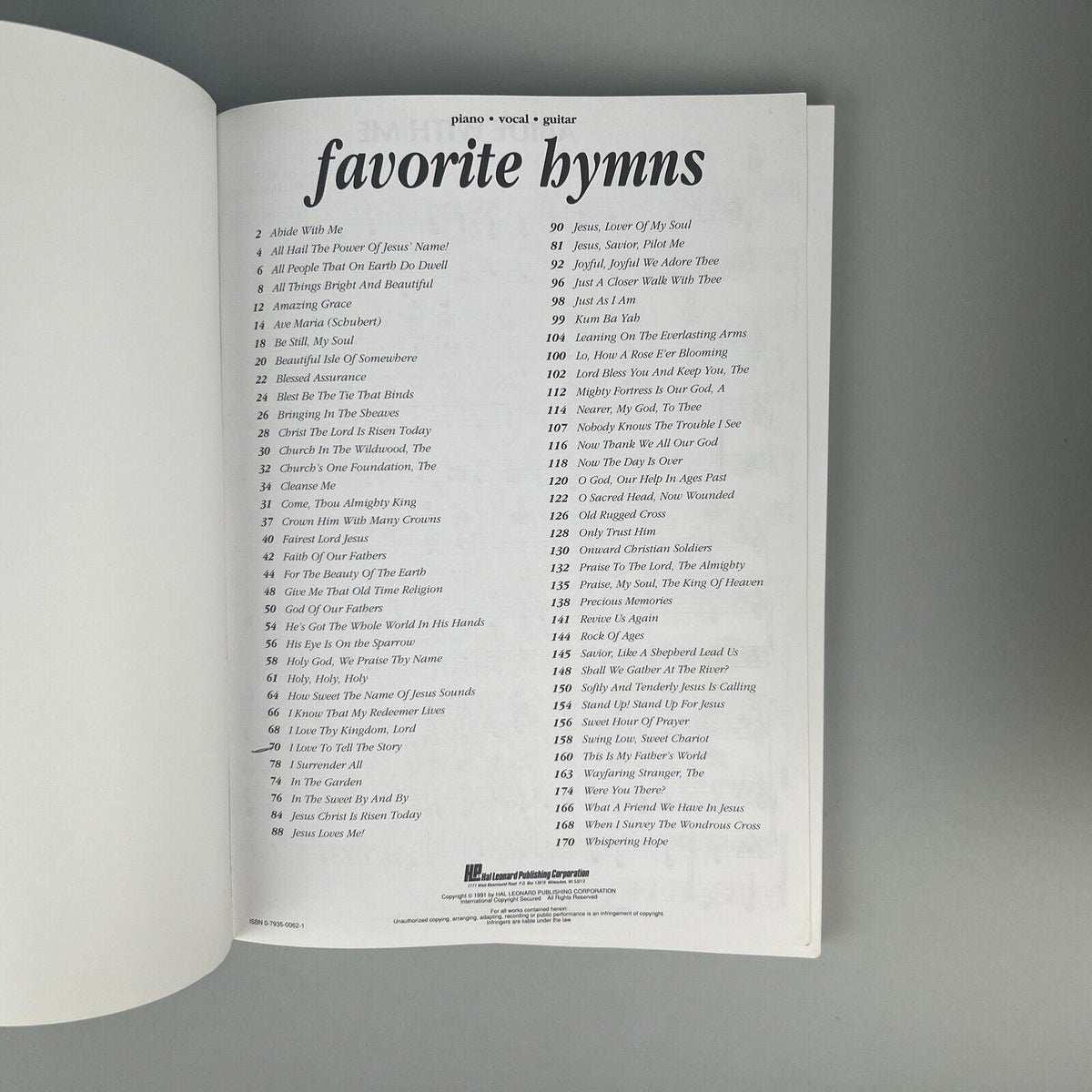 Favorite Hymns, piano, vocal, guitar 176 Pages