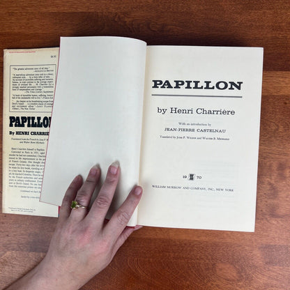 Papillon by Henri Charriere, 1970 French Edition Hardcopy Dust Cover