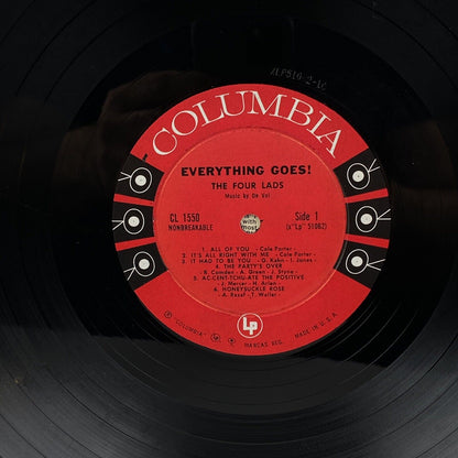 Everything Goes - The Four Lads, Columbia Records Six Eye (6 Eye) Vinyl