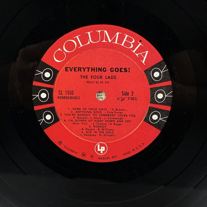 Everything Goes - The Four Lads, Columbia Records Six Eye (6 Eye) Vinyl