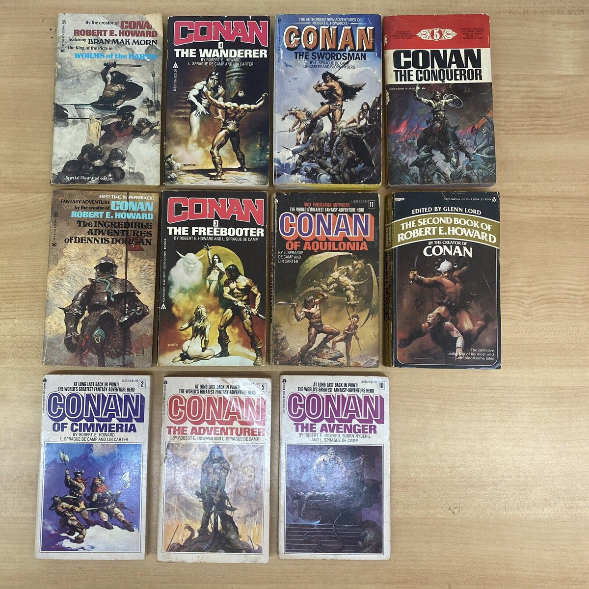 Lot of  11 CONAN Paperback Books. Vintage Fantasy Novels 60's-80's