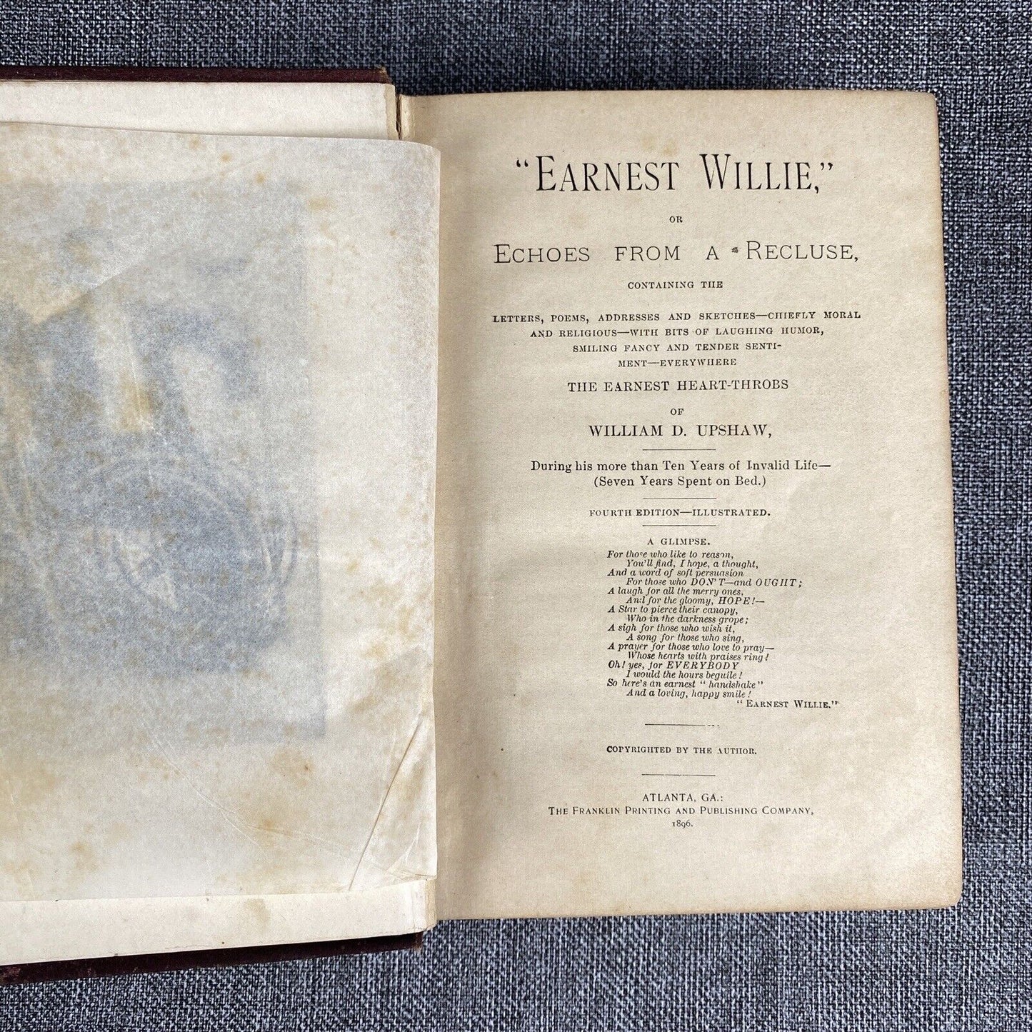 Echos From a Recluse 1896 Earnest Willie (Antique Book)