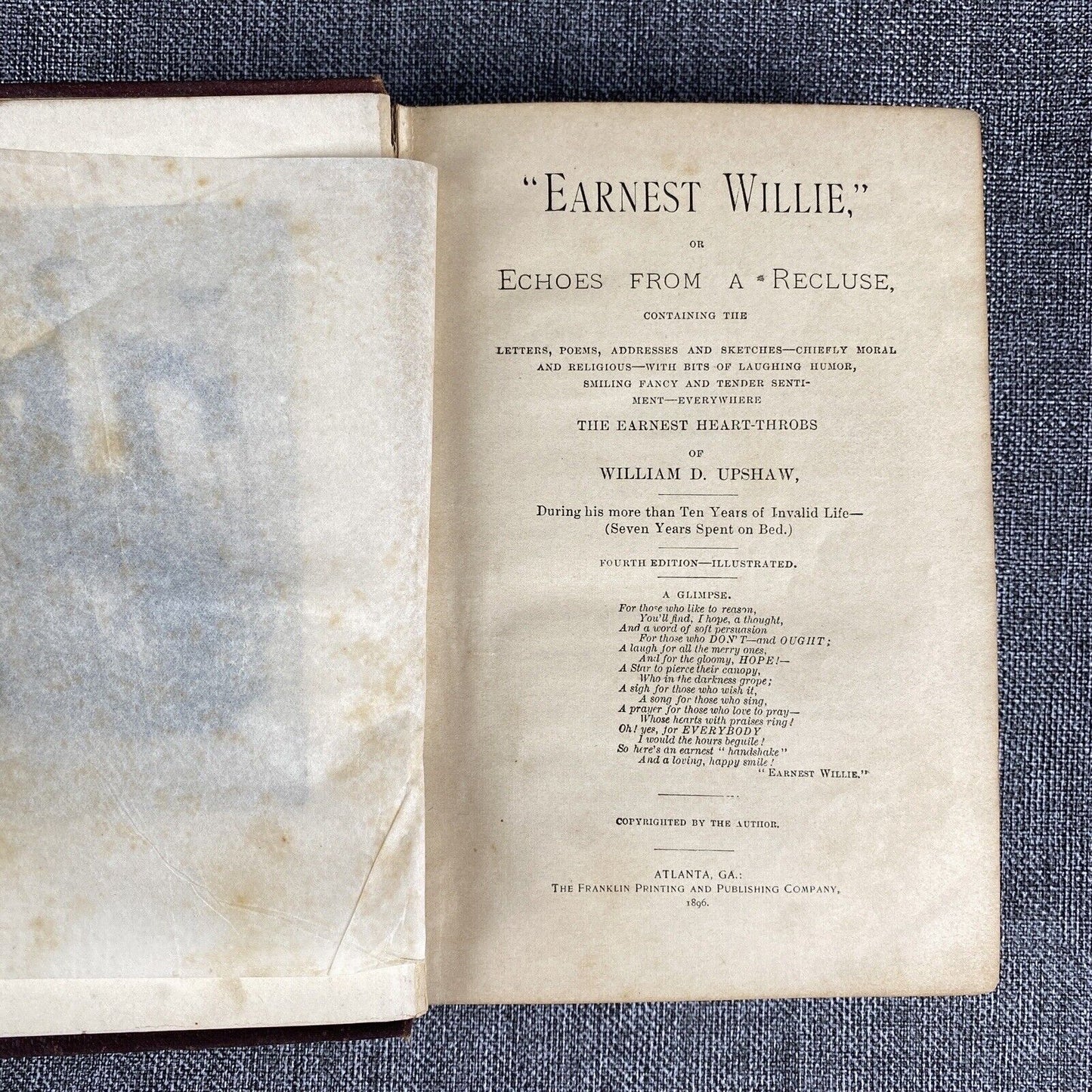 Echos From a Recluse 1896 Earnest Willie (Antique Book)