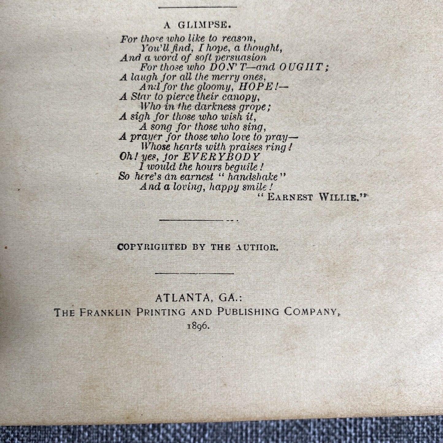 Echos From a Recluse 1896 Earnest Willie (Antique Book)