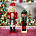 Lot of 2 Wooden Nutcrackers Santa 13" and 10" tall, Christmas Decorations