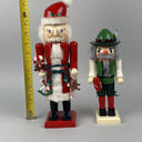 Lot of 2 Wooden Nutcrackers Santa 13" and 10" tall, Christmas Decorations