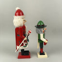 Lot of 2 Wooden Nutcrackers Santa 13" and 10" tall, Christmas Decorations