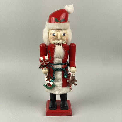 Lot of 2 Wooden Nutcrackers Santa 13" and 10" tall, Christmas Decorations