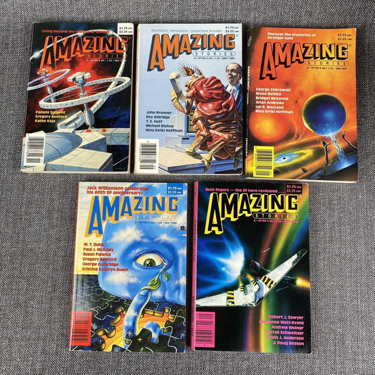 5-Amazing Stories SciFi 1988, 1989, 1990, 1991 Jack Williamson, Robert Sawyer