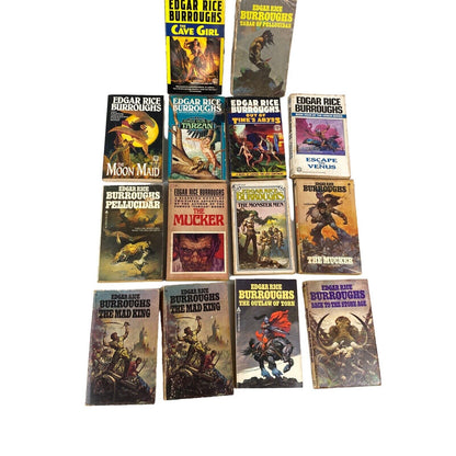 Edgar Rice Burroughs Lot of 14 Fantasy Fiction Paperback Books Tarzan Mad King